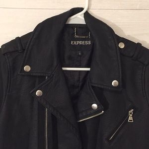 EXPRESS Faux Leather Jacket Black with Belt